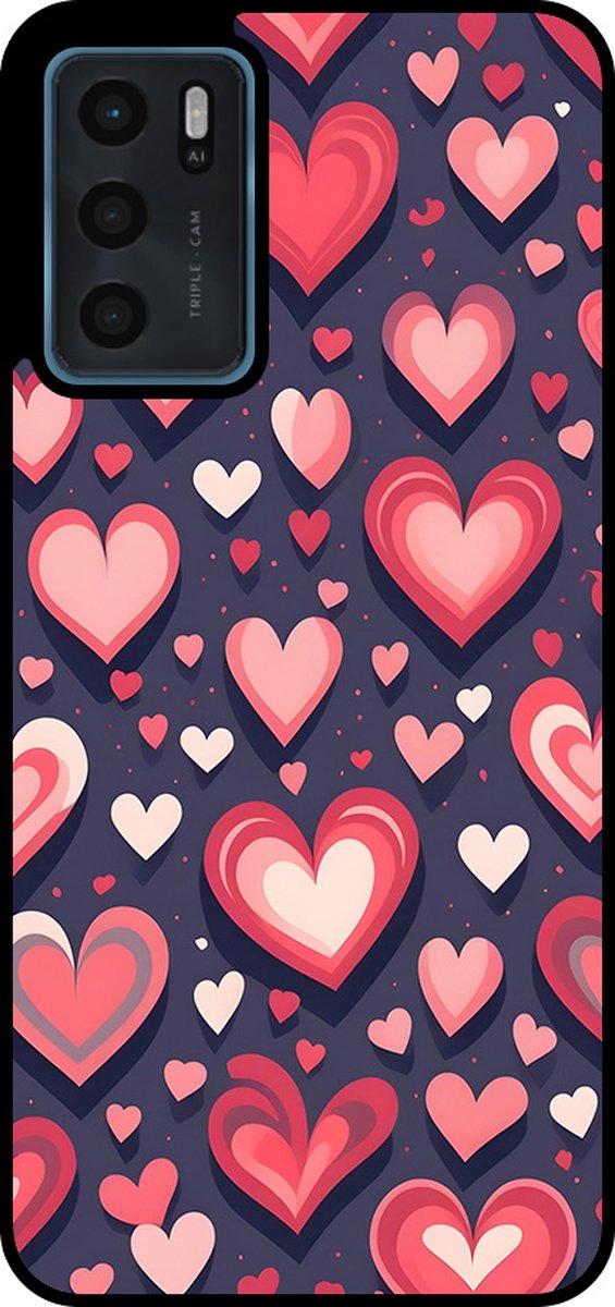Smartphonica Telefoonhoesje Geschikt voor Oppo A16 / A16s / A54s met Hartjes Opdruk - TPU Backcover Case With Heart Design geschikt voor Oppo A16;Oppo A16s;Oppo A54s