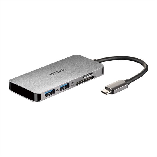 D-Link DUB-M610 notebook dock & poortreplicator Bedraad USB 3.2 Gen 1 (3.1 Gen 1) Type-C Aluminium, Zwart