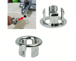 Wastafel overloop rozet rond chroom - voor overloop-gat van 22 tot 24mm