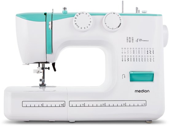 MEDION naaimachine met vrije arm SM60 (60 watt, 60 verschillende steekpatronen met knoopsgaten, led-naailampje, automatische draadinrijger, achteruitrijgknop, draadafsnijder, MD10689)