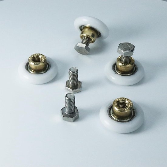 Youery 8 stuks 25mm douchedeur rollen douchecabine rollen douchedeur rollen schuifdeur rolgeleiding douche onderdelen glazen deur rol trekker badkamer roller vervanging schuifdeur