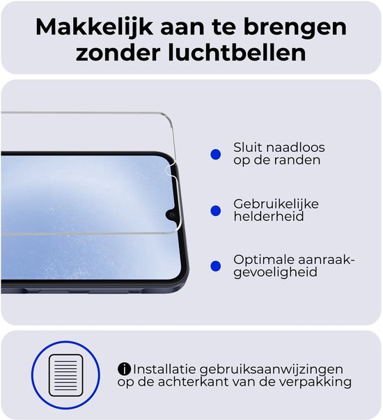 Screenprotector voor Samsung Galaxy A26 die naadloos op de randen aansluit en optimale aanraakgevoeligheid biedt.