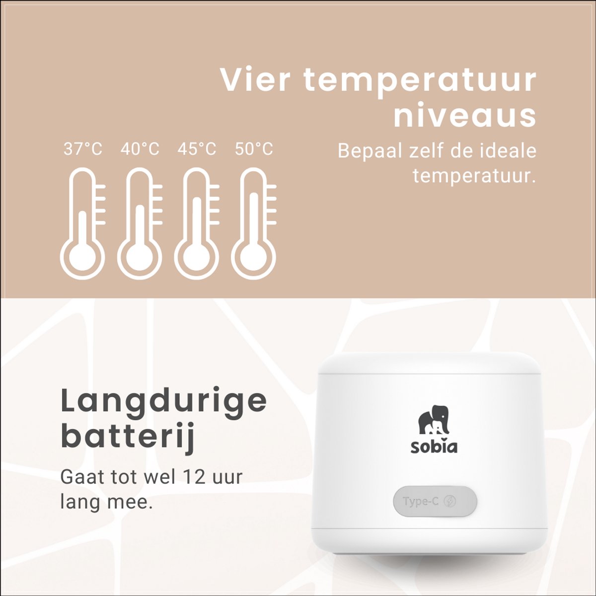 Sobia® Draagbare Flessenwarmer – USB-C - Afbeelding 5