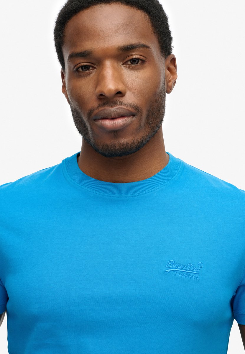 Superdry Essential Logo Geborduurde Neon T-shirt Heren T-shirts Blauw