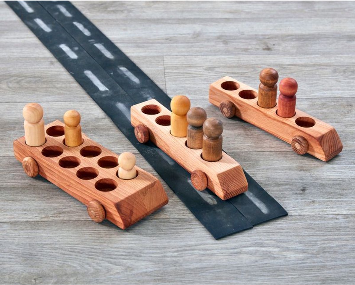 Cosy houten educatieve voertuigen set - Tien Frame en Vijf Frame - 3 stuks.