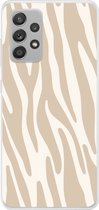 Telefoonhoesje Geschikt voor Samsung Galaxy A53 hoesje - Zebraprint - Beige - Wit - Dierenprint - Siliconen Telefoonhoesje Telefoonhoesje