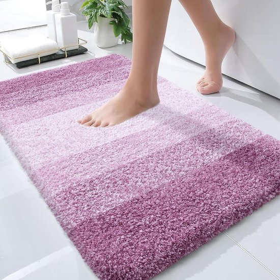 BOTC Badmat - Antislip - 80x50cm - Absorberende Badmat - Douchemat - Toiletmat - Roze/Wit
