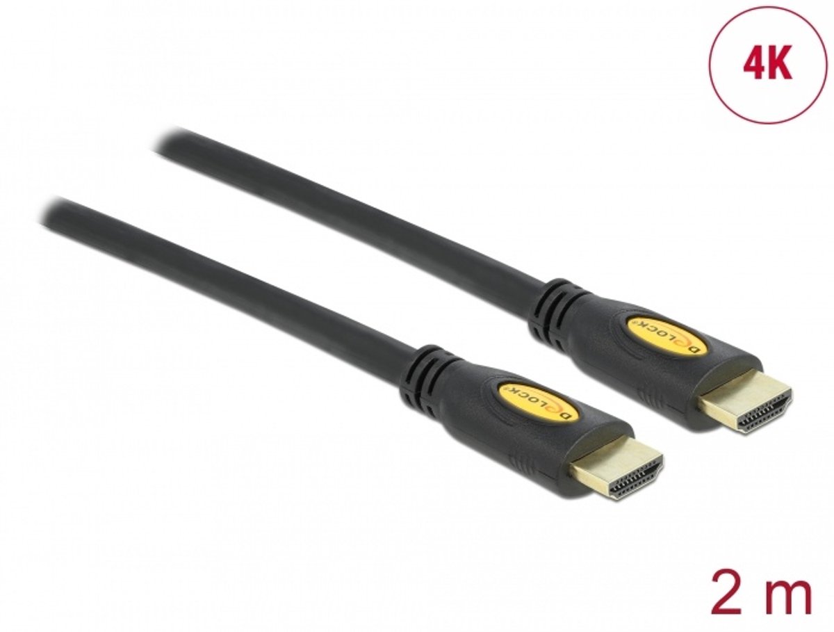 Delock 82583 Kabel High Speed HDMI met Ethernet - HDMI-A male > HDMI-A male 4K 2,0 m