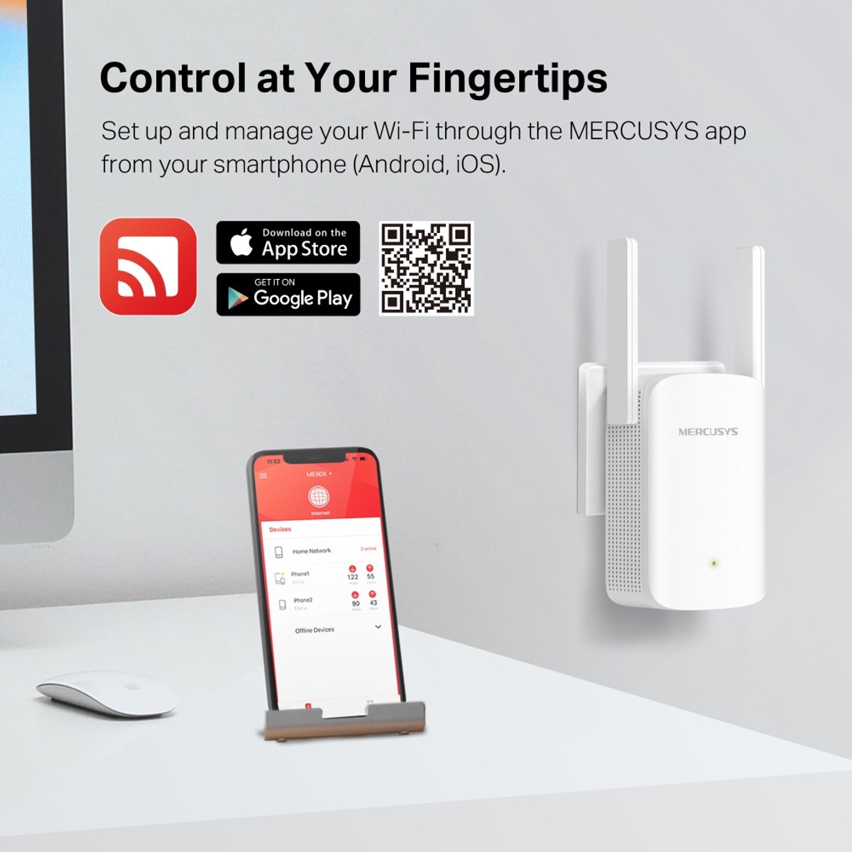 Afbeelding 2 van Mercusys ME60X netwerkextender Netwerkrepeater Wit 10, 100, 1000 Mbit/s