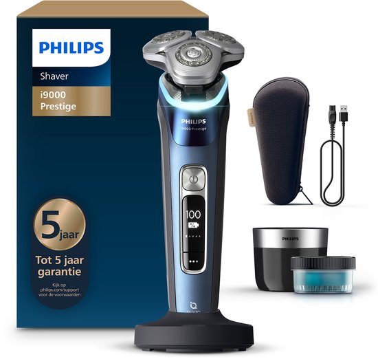 Philips Shaver i9000 Prestige Elektrisch Scheerapparaat Voor Mannen - Met Quick Clean Pod - Blauw - XP9201/30