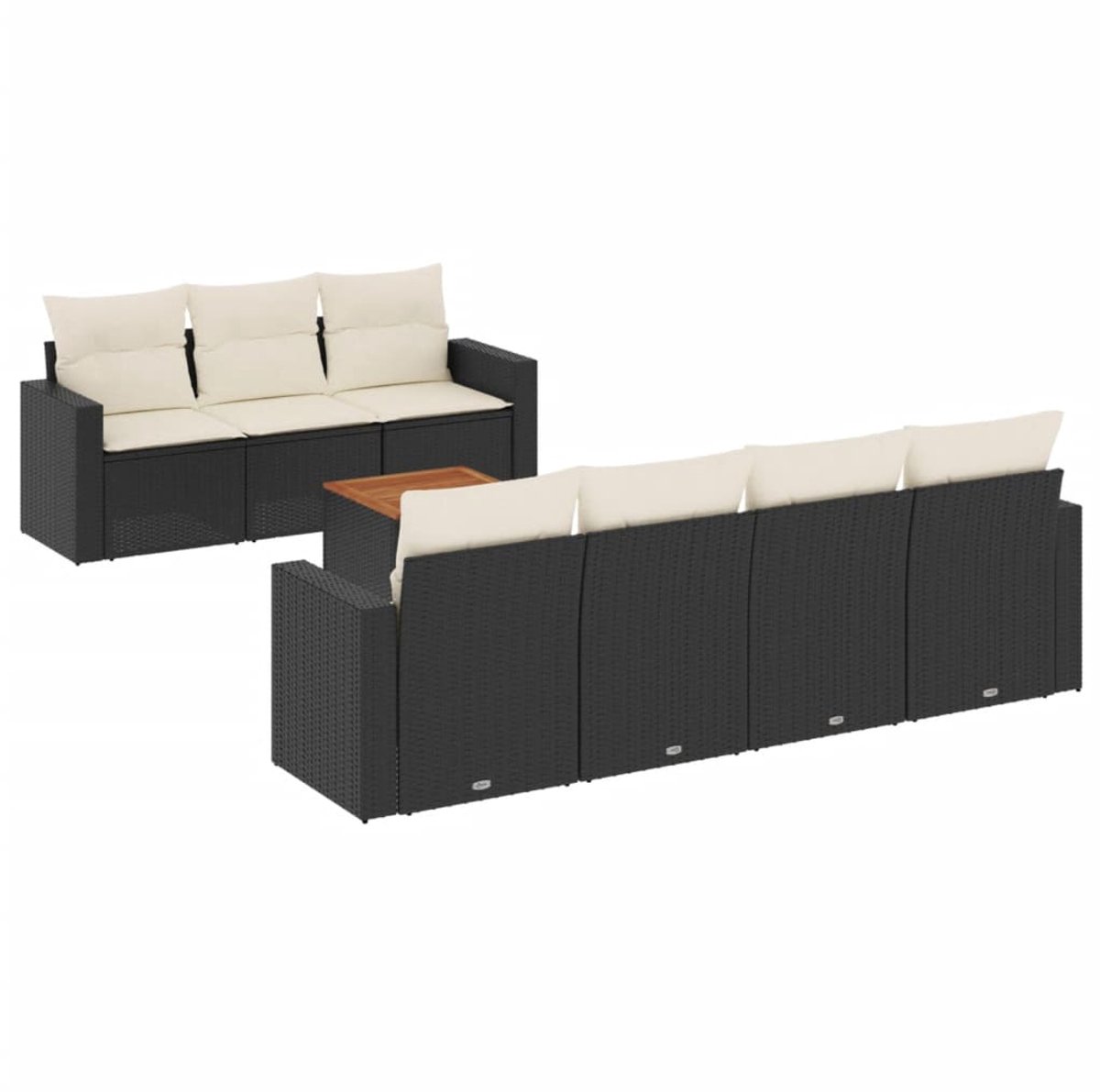 The Living Store 8-delige Loungeset met kussens poly rattan zwart - Loungeset - Tuinmeubels - Lounge Set - PE Rattan - Modulair Design
