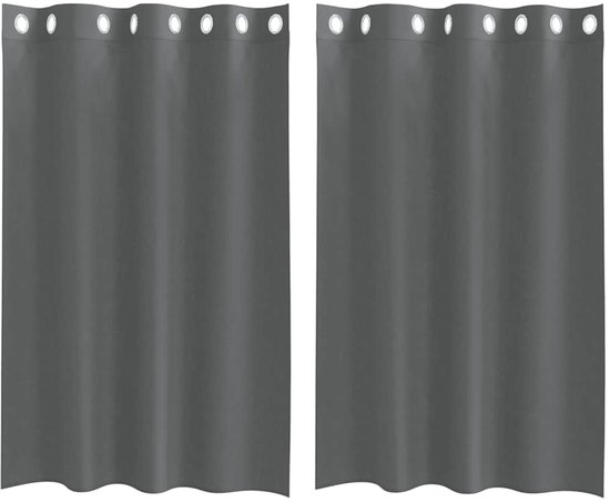 vidaXL - Rideaux - voile - avec - œillets - 2 - pièces - 140x175 - cm - gris foncé