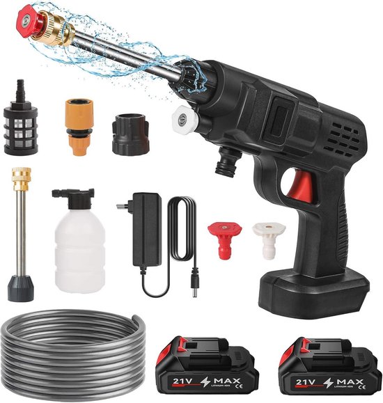 Hogedrukreiniger, 21 V, 50 bar, draadloos draagbaar hogedruk-spuitwaterpistool met 12000 mAh accu, mobiele hogedrukreiniger voor tuinen, auto, vloerreiniging (6000 mAh Hogedrukreiniger, 21 V, 50 bar, draadloos draagbaar hogedruk-spuitwaterpistool met 12000 mAh accu, mobiele hogedrukreiniger voor tuinen, auto, vloerreiniging (6000 mAh