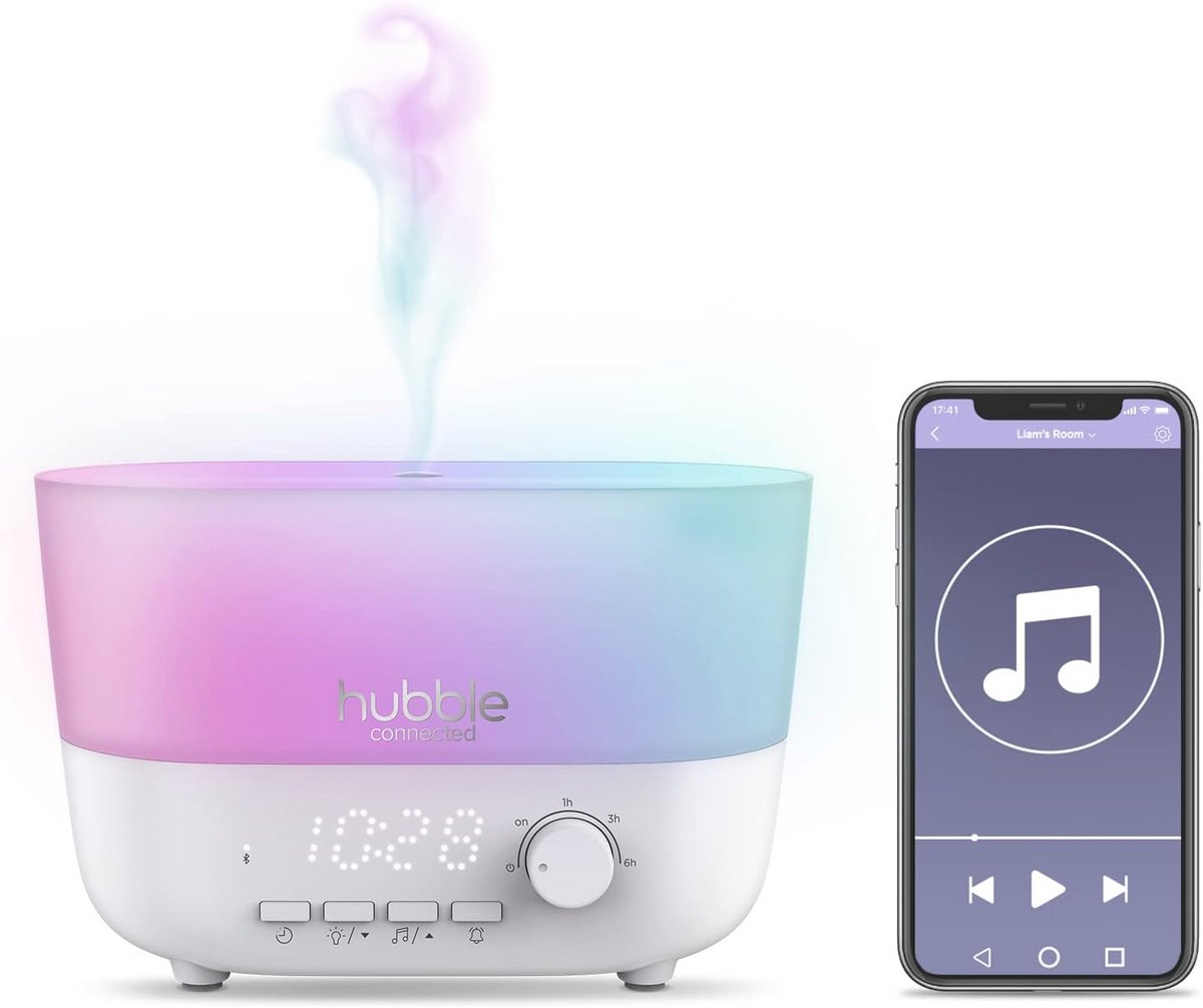 5-in-1 Slimme Luchtbevochtiger voor Baby's met Nachtlicht, Aroma-Diffuser en Bluetooth-Luidspreker