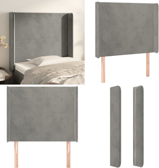 vidaXL Tête de lit avec bords 83x16x118/128 cm Velours Gris clair - Tête de lit - Têtes de lit - Tête de lit - Tête de lit en bois