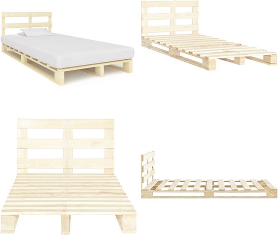 vidaXL Cadre de lit palette Bois de pin massif 120x200 cm - Cadre de lit - Encadrements de lit - Lit - Lits