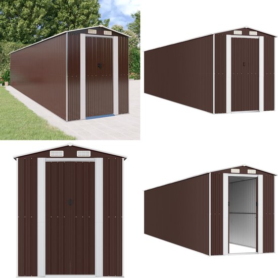 vidaXL Tuinschuur Tuinberging Buitenschuur Schuur Tuinopslag Opslaghok Tuin Opberging Berging Opslag Opberghok 257x489x181 cm Metaal Grijs