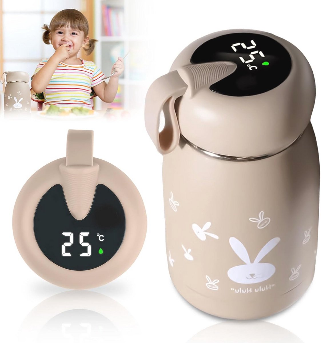 Thermosfles 320 ml voor baby's met LED temperatuurweergave - ideale vacuüm drinkbeker voor onderweg