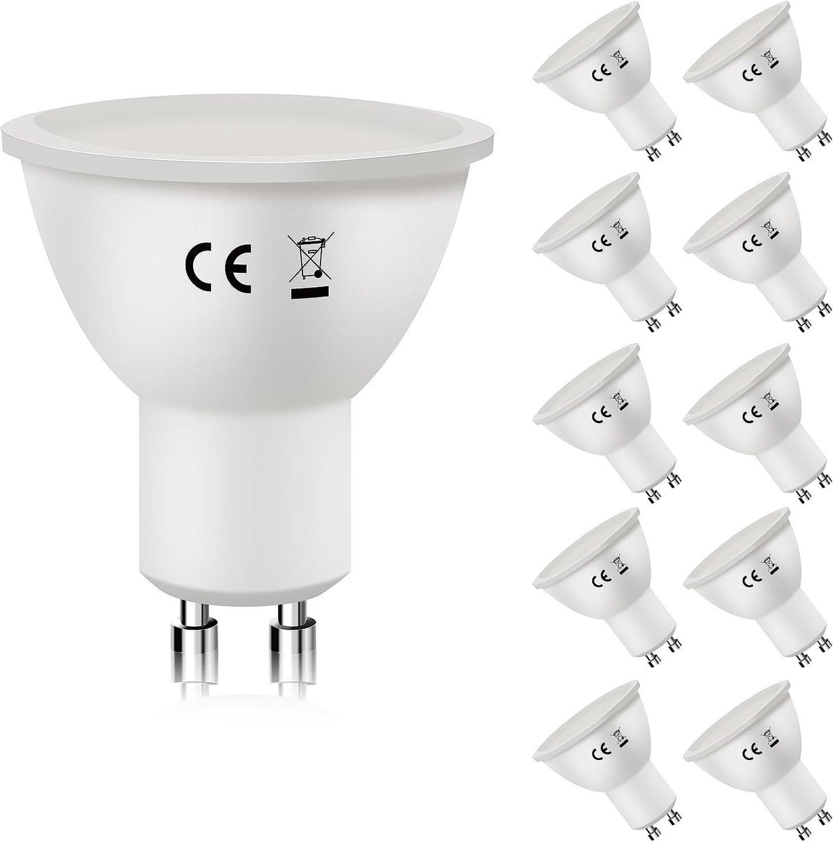NETTLIFE LED Lampen GU10 - 3000K Warm wit - 6W Vervangt 60W - Wit - Stralingshoek 110° gloeilamp - reflector spot - 10 Stuks