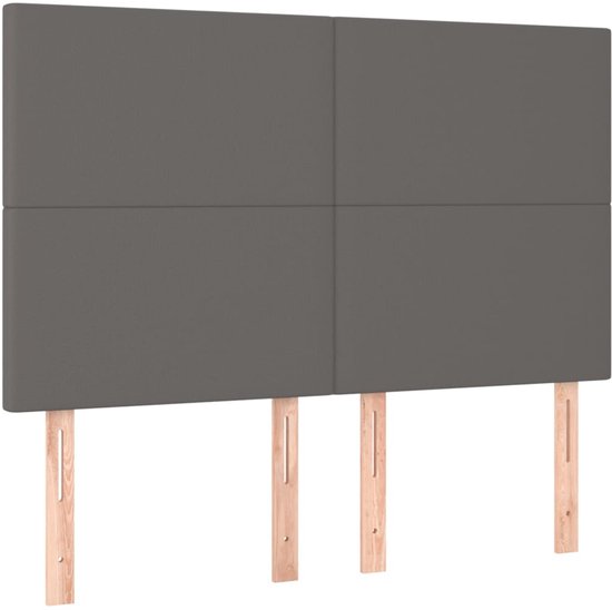 vidaXL Boxspring met matras kunstleer grijs 140x190 cm - Boxspring - Boxsprings - Bed - Slaapmeubel