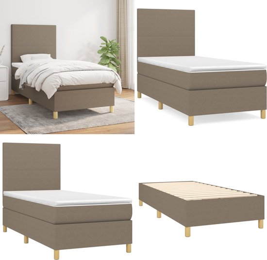 Box Spring 90x vidaXL Boxspring met matras stof taupe 90x190 cm - Boxspring ...