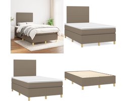 vidaXL Boxspring met matras stof taupe 120x200 cm - Boxspring - Boxsprings - Bed - Slaapmeubel