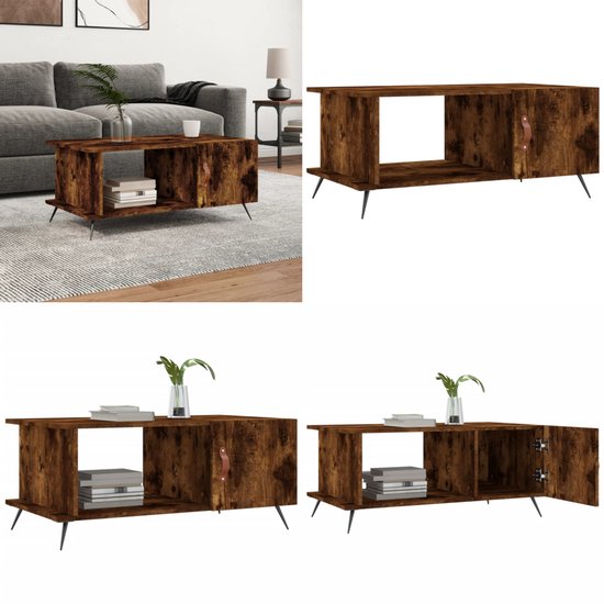 vidaXL Salontafel 90x49x45 cm bewerkt hout gerookt eikenkleurig