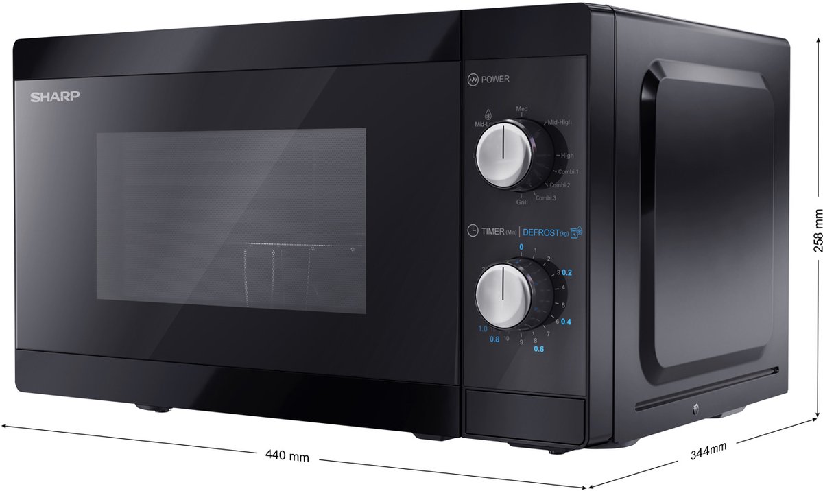 Sharp YC-MG01E-B magnetron en grill - 800W - 20 liter - zwart — afbeelding 3