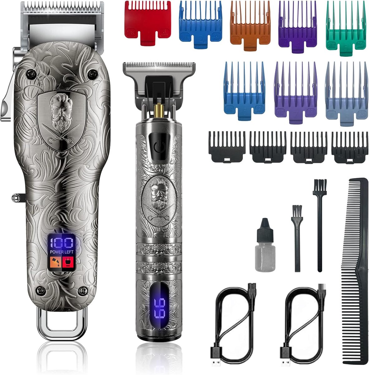 Professionele draadloze haarknipper en baardtrimmer voor mannen met LCD-display
