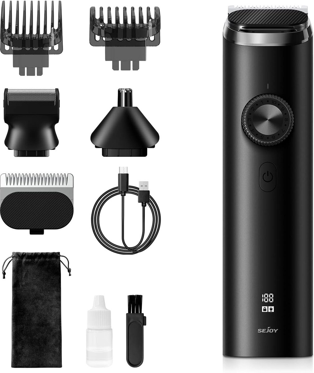 Draadloze Baardtrimmer en verzorgingsset voor mannen - 8-in-1 Haartrimmer met USB Oplaadbaar