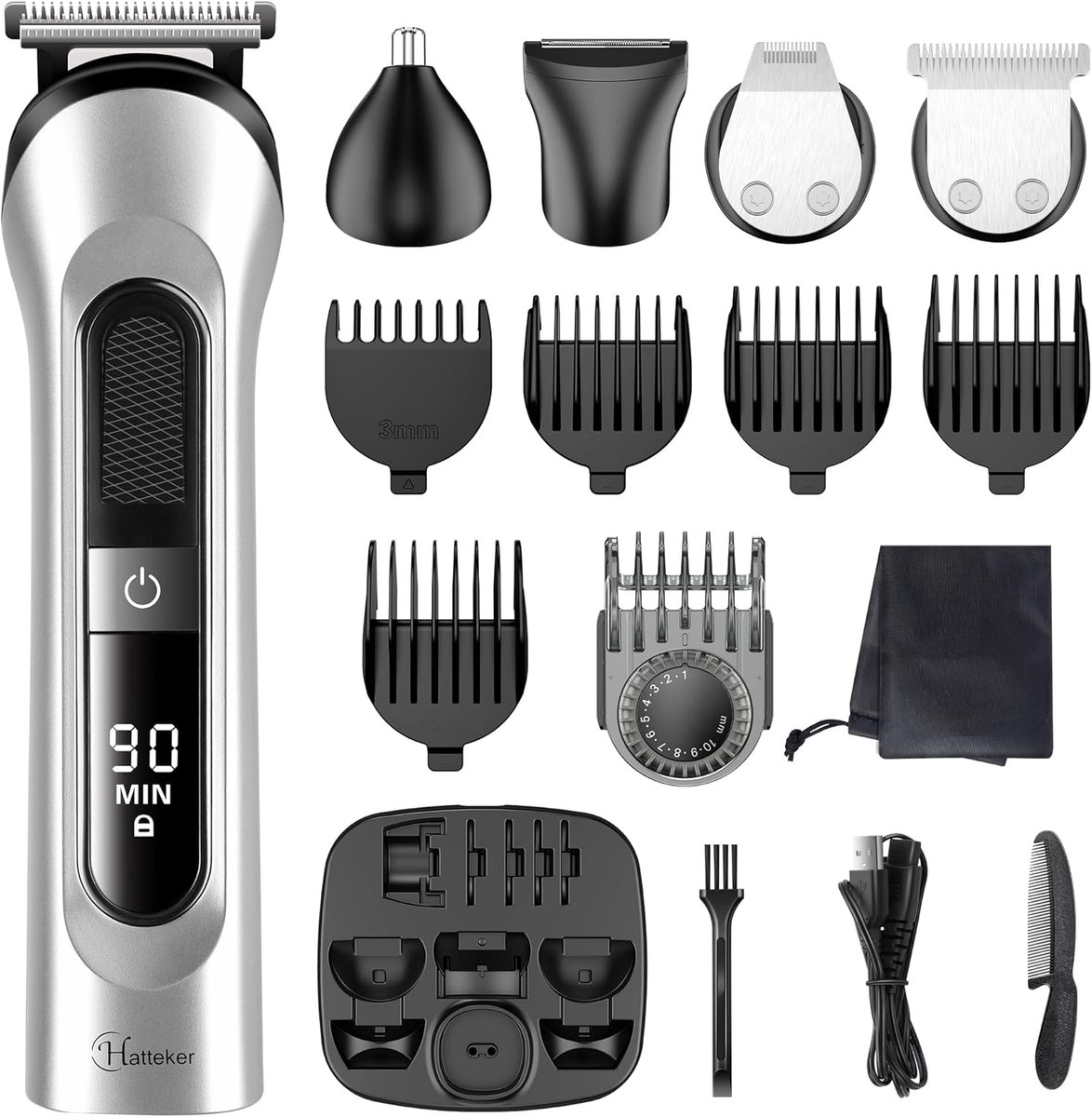 Draadloze Baardtrimmer en Lichaamshaar Tondeuse 5-in-1 - Waterdicht, USB Oplaadbaar, Precisie Trimmer