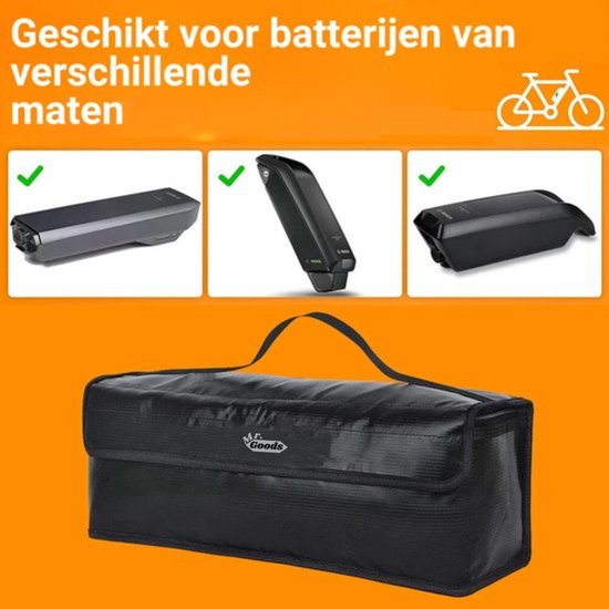 MrGoods - Grote Accutas - Accutas voor Ebike - Waterdicht - Fietsbatterijtas - Vuurbestendig - 49x15x15cm - Zwart van MrGoods — afbeelding 4
