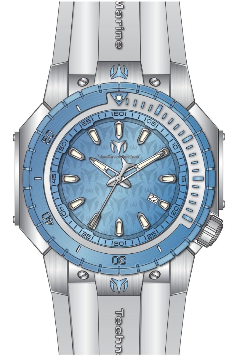 TechnoMarine Manta TM-224007 Heren Horloge - Waterdicht - Analoog - Quartz Uurwerk - Roestvrij Staal met blauwe Wijzerplaat - 49mm