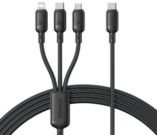 Baseus USB 3-en-1 Baseus avec Lightning / USB-C / Micro USB 0,8 ​​m Zwart