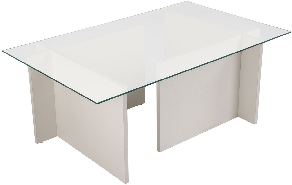 Skye Decor Vetrino" glazen salontafel 105 x 65 x 40 cm - Wit hout