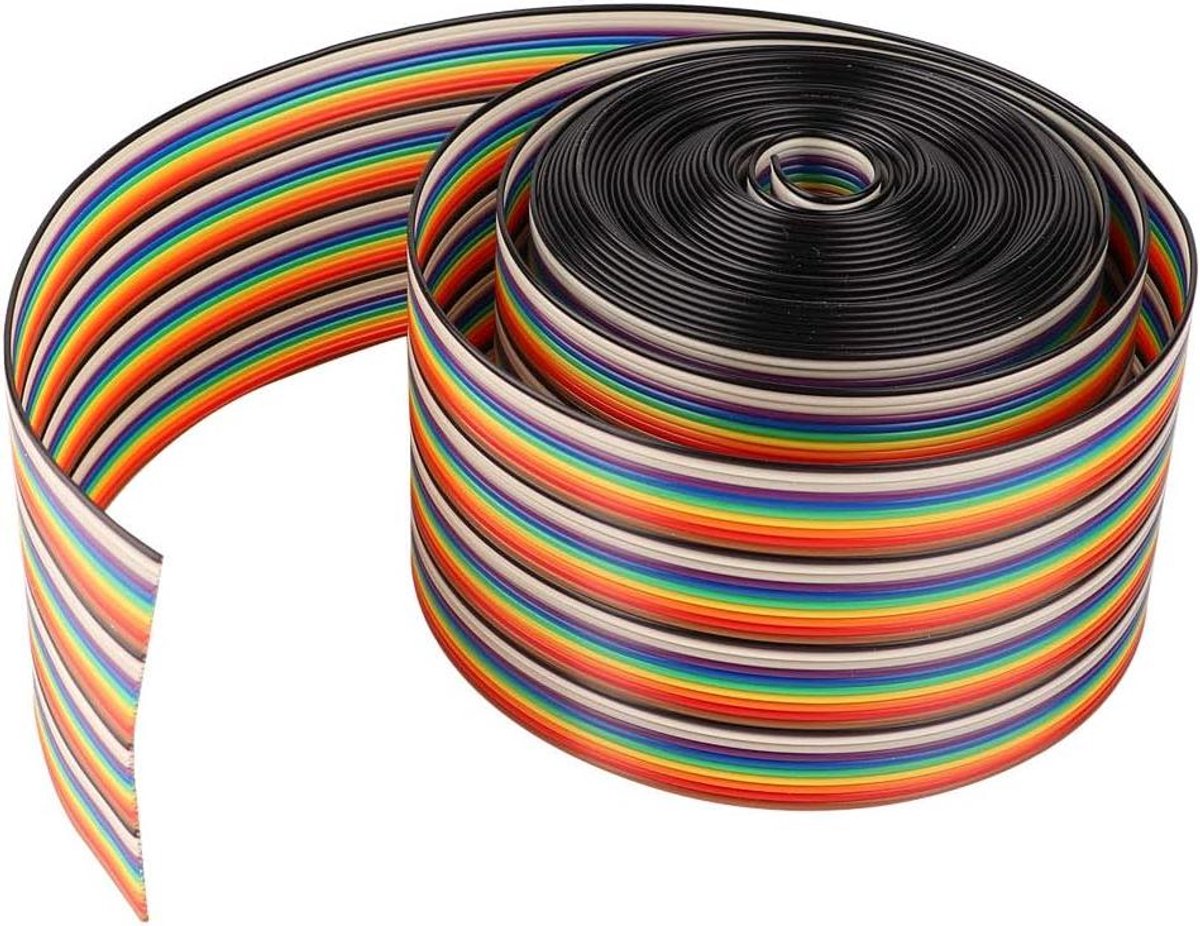 Platte Lint Kabel 127mm Pitch IDC Kabel Regenboog Kleur 2m