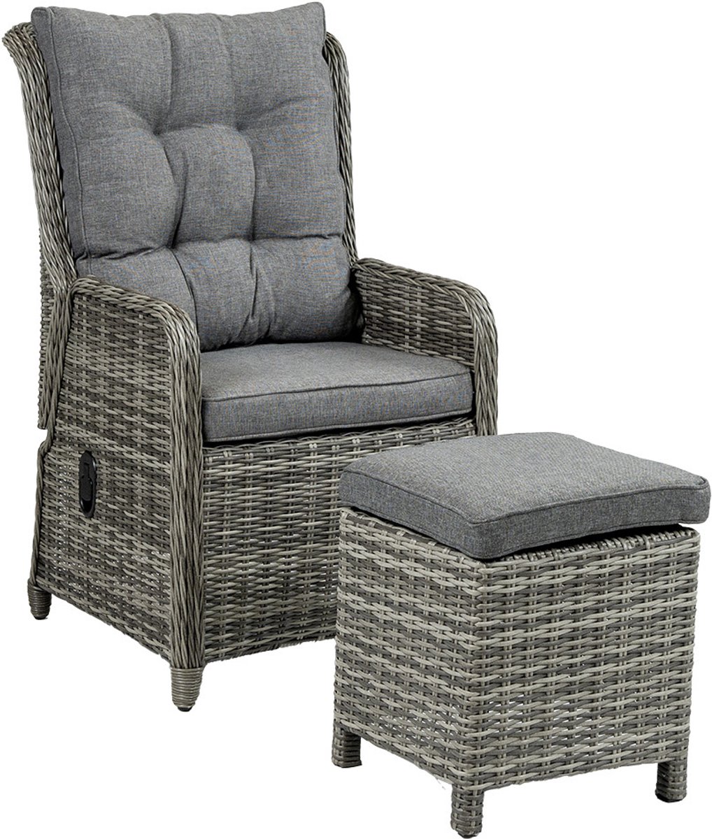 Dublin tuinstoel verstelbaar | Ash Grey + Hocker 40x40 | Ash Grey