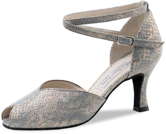 YCALCP Vrouwen Latijns-Amerikaanse Dansschoenen Open Teen Satijn Salsa Bachata Tango praktijk dansschoenen,811-Goud-5cm,EU 40