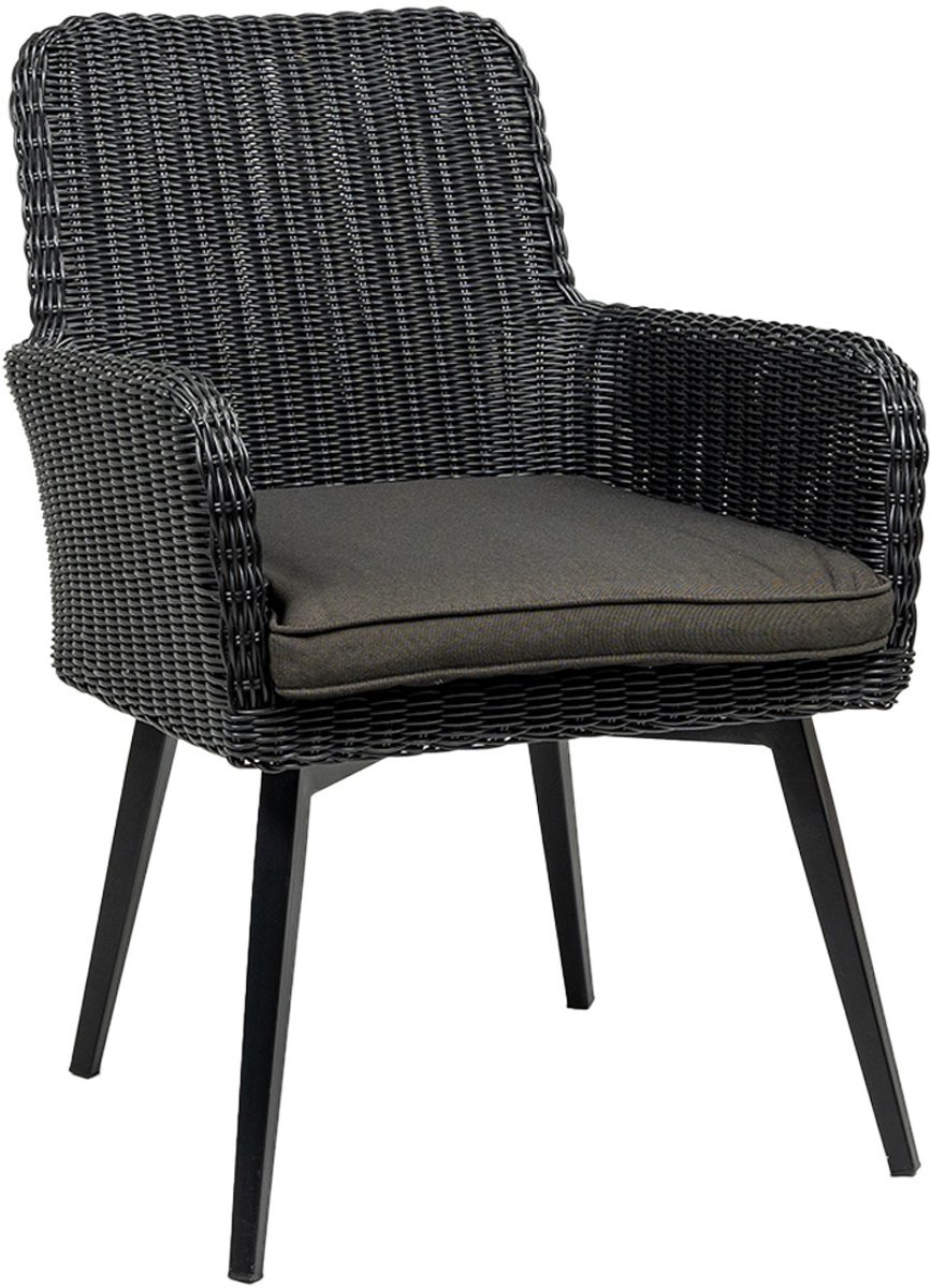 5-delige ronde tuinset | 4 Pisa tuinstoelen (Black) | ø120cm Tower tuintafel (Black)