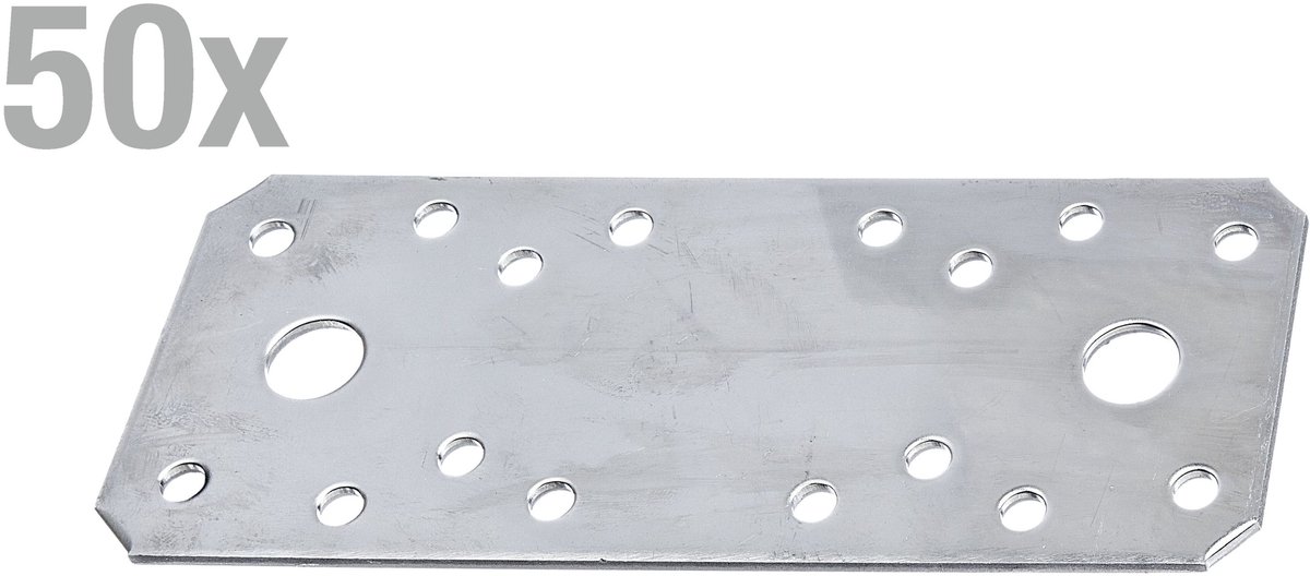Alberts 855703 Platte connector | Roestvrij staal | 133 x 55 x 2,0 mm | Set van 50