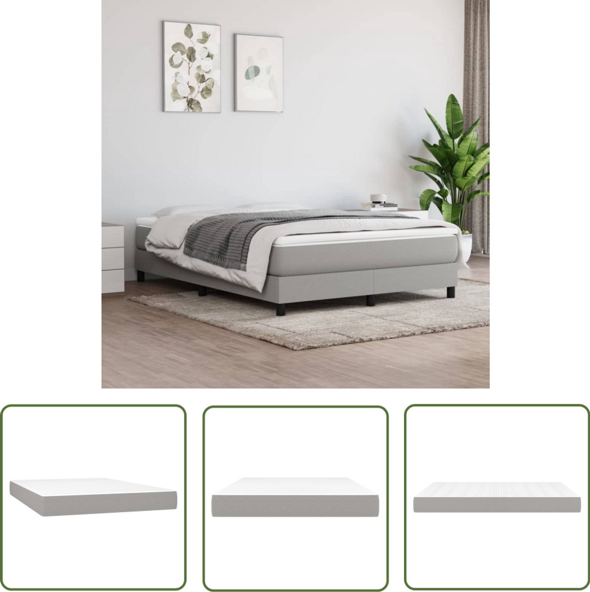 vidaXL Pocketveringmatras 140x190x20 cm lichtgrijs Pocketveringmatras - Matras - Slaapadvies - Comfortabele Matras - Medium Hard Matras