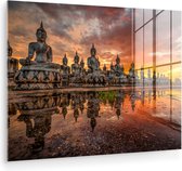 MuchoWow - Peinture sur verre - Verre acrylique - Statues de bouddha - Coucher de soleil - Bouddhisme - Spiritualité - Statue de bouddha - Peinture sur verre - Photo sur verre - 120x90 cm - Décoration murale - Décoration Décoration murale