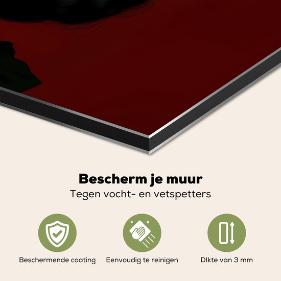 Crédence de Cuisinière en Aluminium 70x50 cm - Femme - Cerises - Crème fouettée - Écran Pare-éclaboussures pour Plaque de Cuisson - Protection Murale