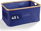 DARI. Opvouwbare Wasmand 45L – Heupwasmand – Wasmanden – Opbergmand – Wasbox – Bamboe – Blauw