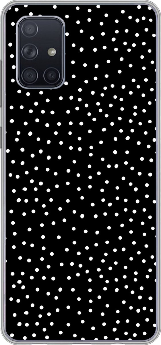 Telefoonhoesje Geschikt voor Samsung Galaxy A51 hoesje - Stippen - Zwart - Wit - Siliconen Telefoonhoesje Telefoonhoesje