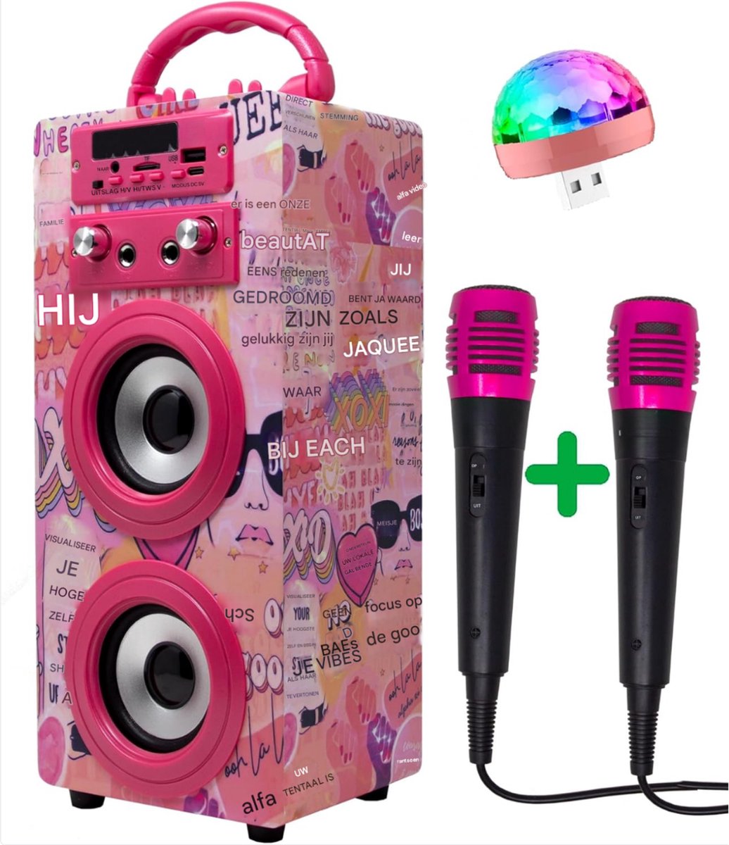 3 Generaties Karaoke Set met Microfoon en Speaker Draagbaar en Draadloos Ideaal Geschenk Voor Meisjes en Kinderen Model 20-LUZ