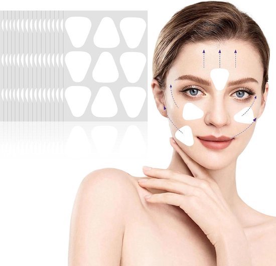 144 pièces Tape de lifting du Face pour bandes anti-rides - coussinets de soins de la peau du visage - yeux bouche front - traitement anti-âge - ruban de lifting de nuit