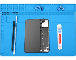 MMOBIEL Siliconen Reparatie- en Soldeermat – 35 x 25 cm – Hittebestendig tot 500°C - Siliconen Mat voor Solderen met Warmte-Isolatie – Reparatiemat voor o.a. Telefoon / Computer / Electronica – Blauw