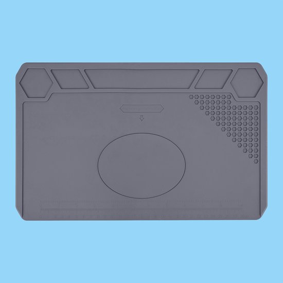 MMOBIEL Siliconen Reparatie- en Soldeermat – 35 x 22 cm – Hittebestendig tot 500°C - Siliconen Mat voor Solderen met Warmte-Isolatie – Reparatiemat voor o.a. Telefoon / Computer / Electronica – Grijs
