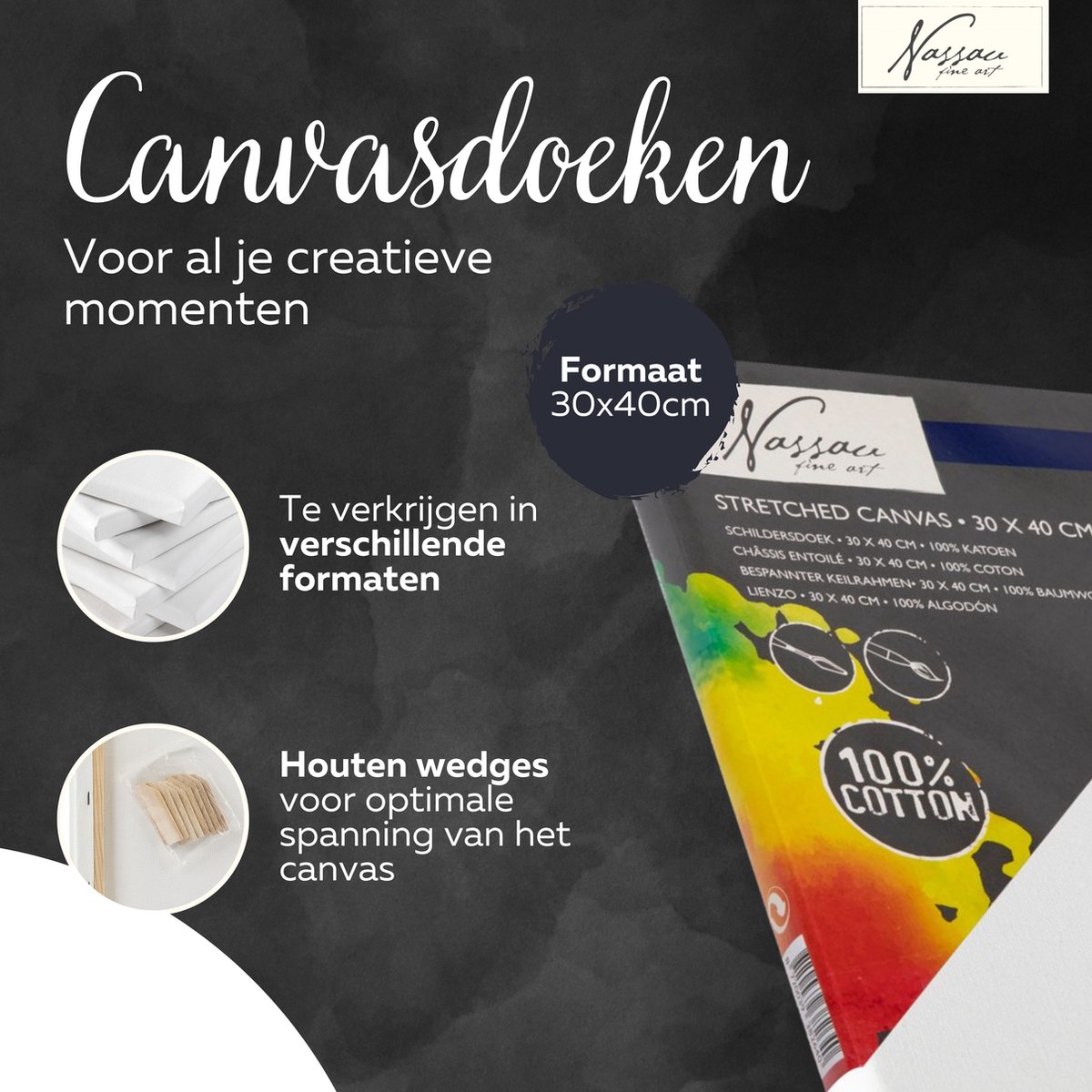 Schildersdoeken Set 12pcs - Formaat 30x40 cm - geschikt voor acryl-, olie- en aquarelverf - hoogwaardige kwaliteit canvas - perfect voor schilderijen op middelgroot formaat — afbeelding 5